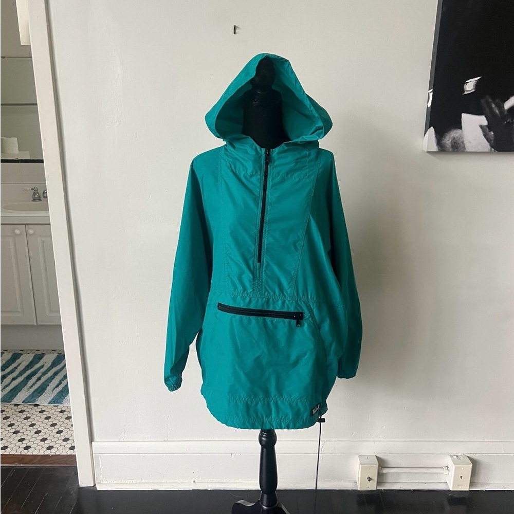 Vintage Woolrich Green Anorak Jacket 1990’s 90’s 3/4 Zip Pullover Hoodie
